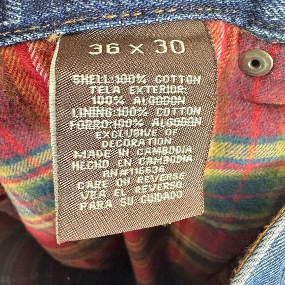 Moose Creek 100% Cotton Medium Wash Plaid Flannel Lined Jeans Men's Size 36 x 30 - Picture 7 of 8